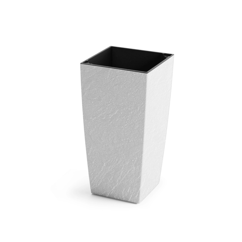 Plastkon Květináč Eliot Stone bílý 28,4 x 28,4 x 57,2 cm
