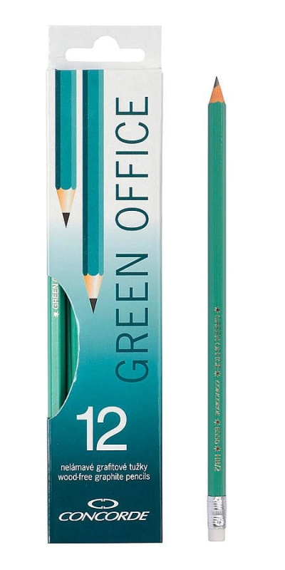 Grafitové tužky CONCORDE Green Office s pryží č. 2 /HB/, 12ks CONCORDE
