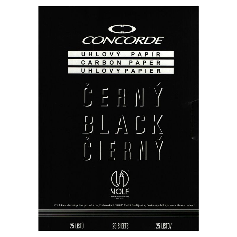 Uhlový papír Concorde, A4, 25 listů, černá