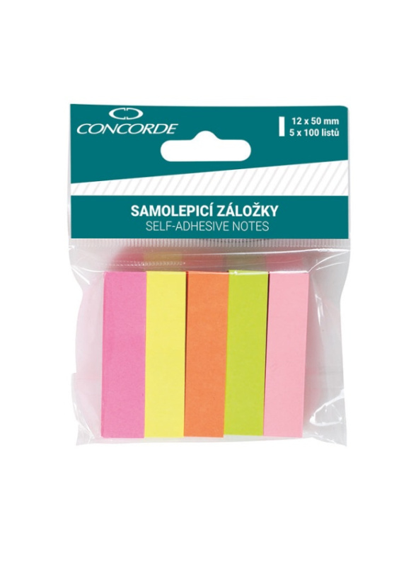 Samolepicí bloček - 12 x 50 mm, 5 x 100 listů