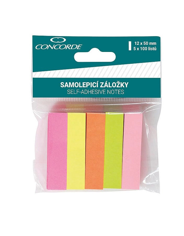 Samolepicí bloček - 12 x 50 mm, 5 x 100 listů