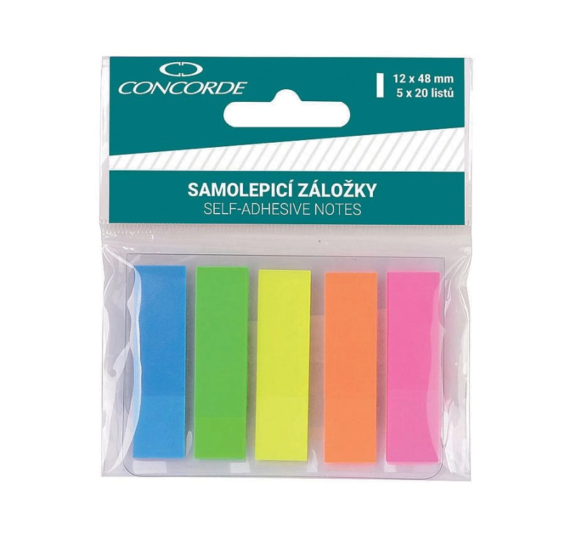Samolepicí bloček - 12 x 48 mm, 5 x 20 listů