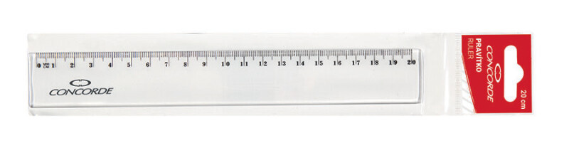 Pravítko Concorde 20cm, závěs, transparentní