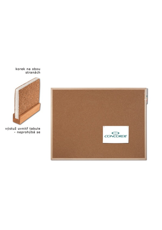 Korková tabule CONCORDE 90 x 120cm, oboustranná CONCORDE