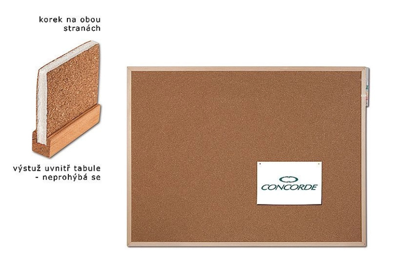 Korková tabule CONCORDE 90 x 120cm, oboustranná CONCORDE