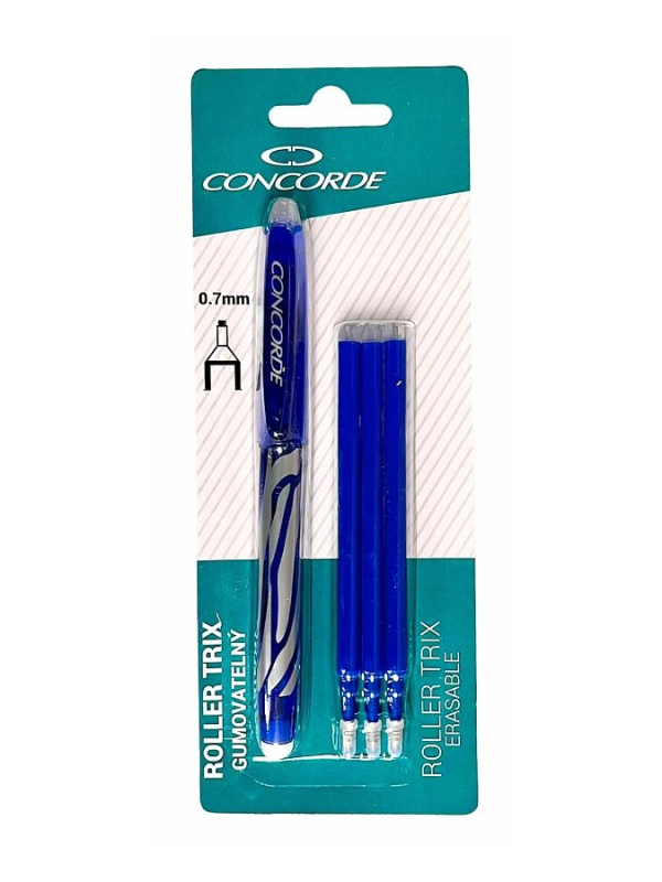 Roller CONCORDE Trix gumovatelný, modrý + 3 ks náplně