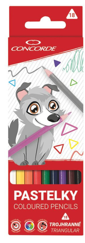 Pastelky CONCORDE trojhranné 18 ks CONCORDE