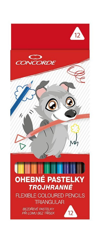 Pastelky CONCORDE trojhranné, ohebné, bezdřevé 12 ks CONCORDE
