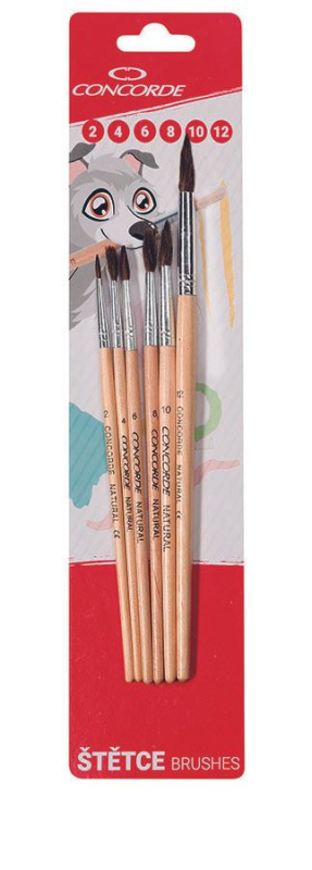 Sada štětců Concorde Natural kulaté - 6ks, blistr
