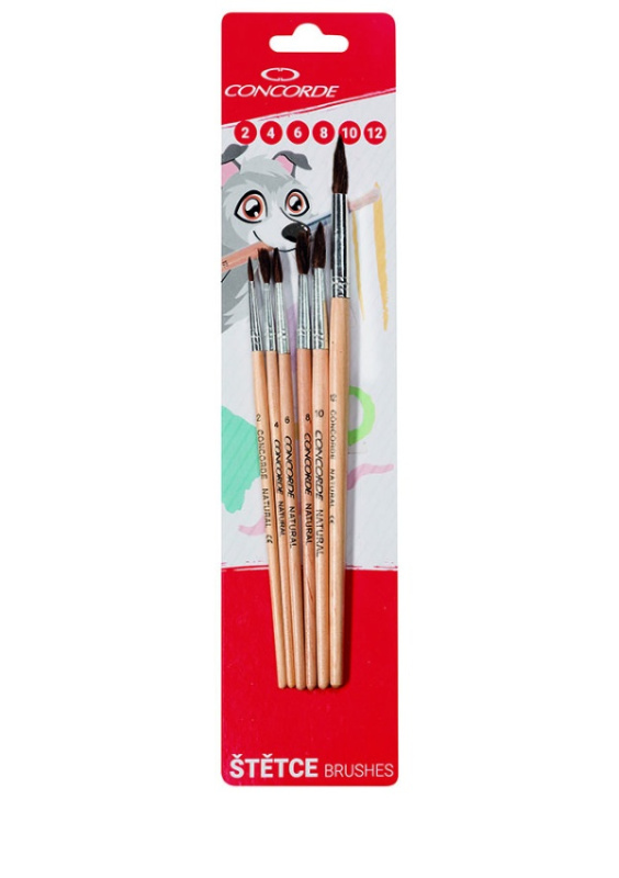 Sada štětců Concorde Natural kulaté - 6ks, blistr