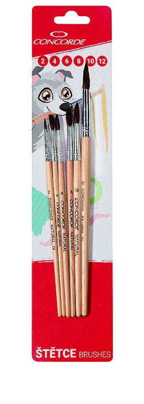 Sada štětců Concorde Natural kulaté - 6ks, blistr