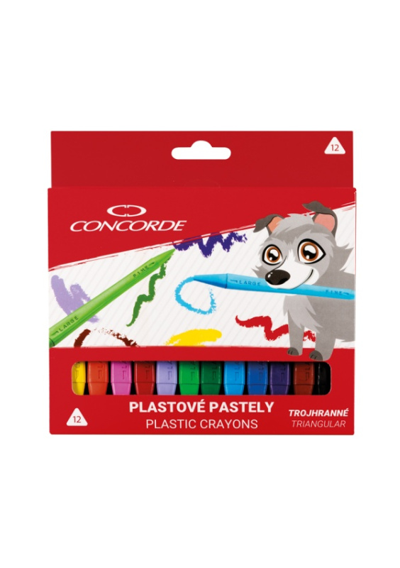 Plastové pastely CONCORDE trojhranné 12 ks CONCORDE