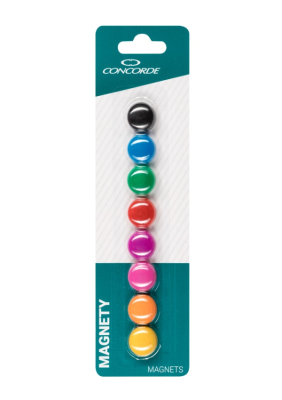 Magnety CONCORDE barevné 20mm, 8 ks, blistr CONCORDE