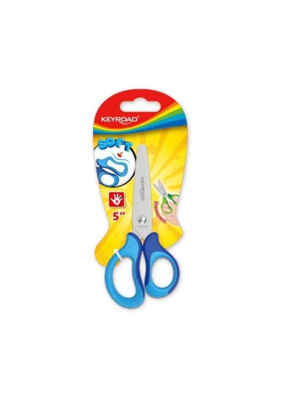 Dětské nůžky KEYROAD Soft - 12,5cm, blistr, růžové