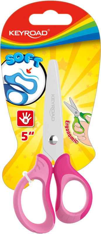 Dětské nůžky KEYROAD Soft - 12,5cm, blistr, růžové