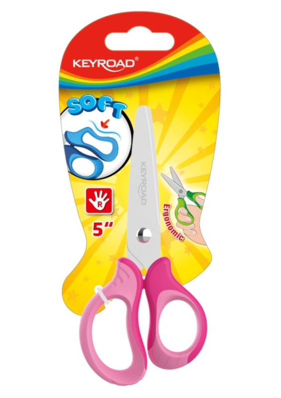 Dětské nůžky KEYROAD Soft - 12,5cm, blistr, modré