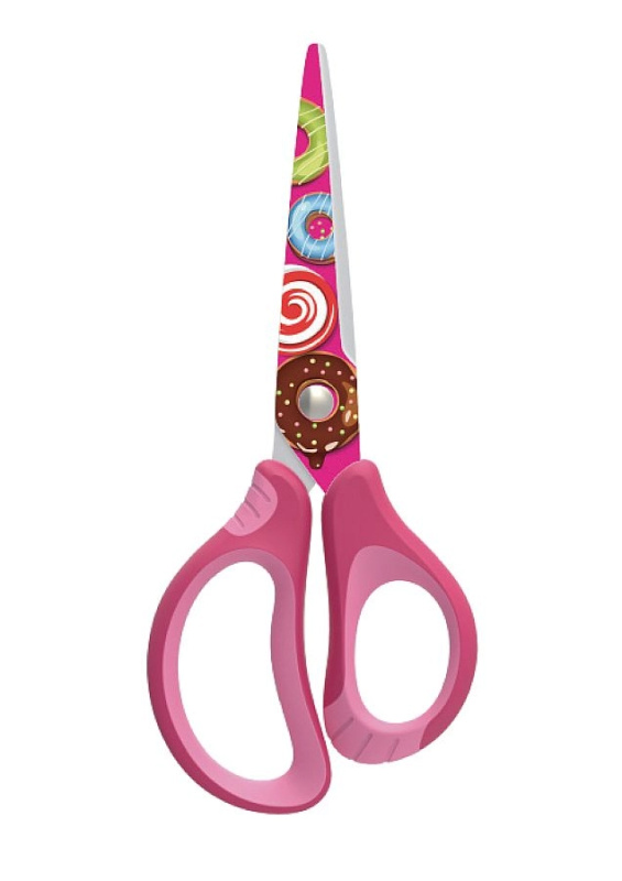 Školní nůžky KEYROAD - Tattoo Soft, 15cm, růžové