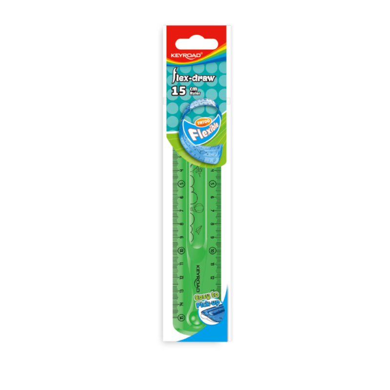Pravítko KEYROAD - 15cm, ohebné, zelené
