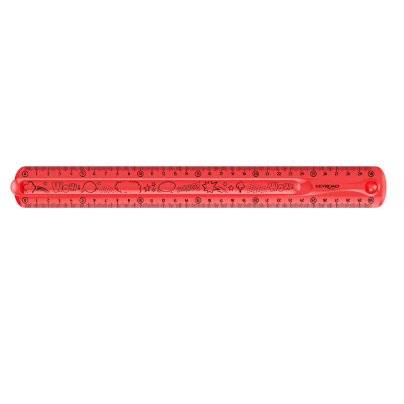 Pravítko KEYROAD - 30cm, ohebné, růžové