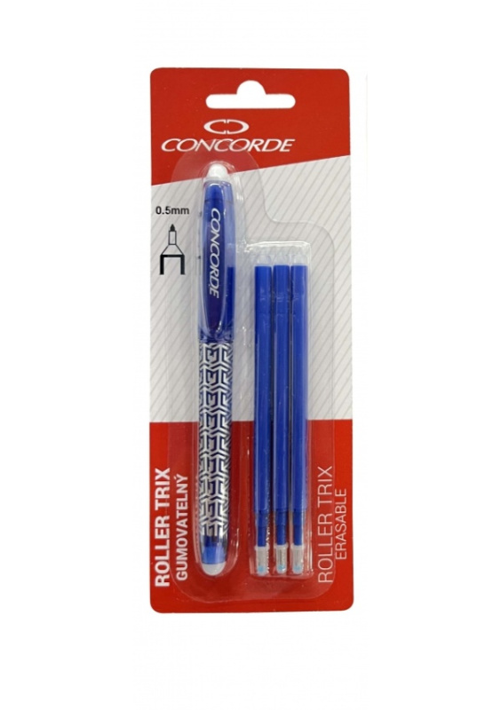 Roller CONCORDE Trix gumovatelný, 0,5 mm, modrý + 3 ks náplně CONCORDE