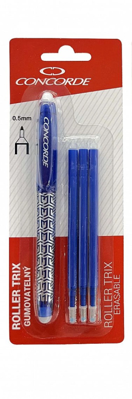 Roller CONCORDE Trix gumovatelný, 0,5 mm, modrý + 3 ks náplně CONCORDE