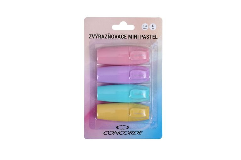 Sada zvýrazňovačů CONCORDE Mini Pastel, 4ks blistr CONCORDE