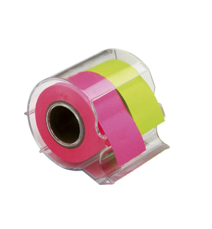 Samolepicí papírky CONCORDE 2,5cm x 10m s odvíječem, 2 barvy, neon CONCORDE