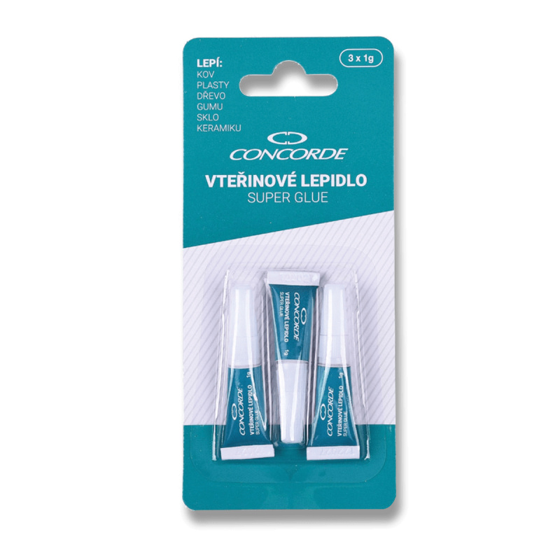 Vteřinové lepidlo CONCORDE, 3x1g, blistr CONCORDE