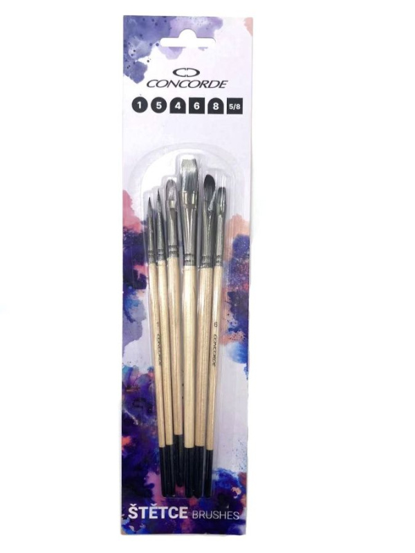 Sada štětců CONCORDE Natural nylon 6 ks, blistr CONCORDE
