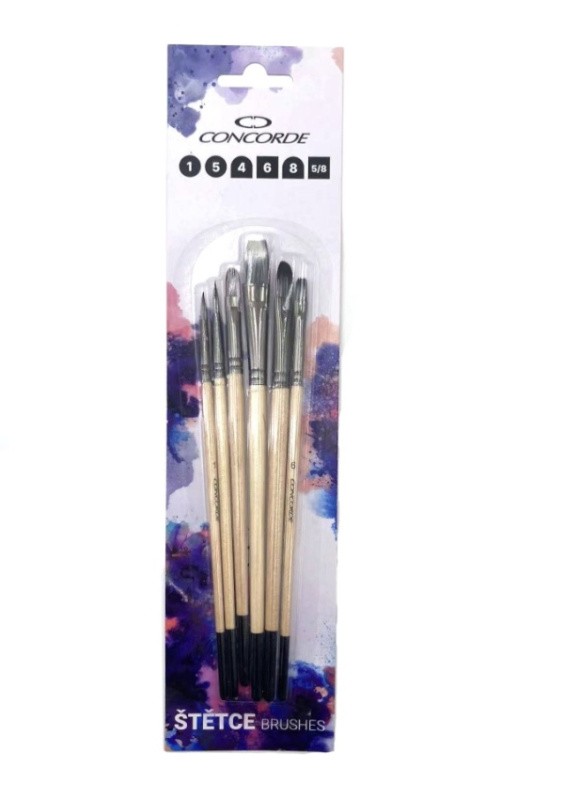 Sada štětců CONCORDE Natural nylon 6 ks, blistr CONCORDE