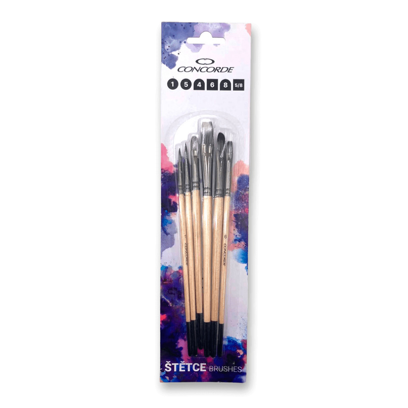 Sada štětců CONCORDE Natural nylon 6 ks, blistr CONCORDE
