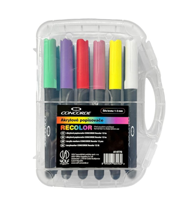 Akrylové popisovače CONCORDE Recolor 12ks