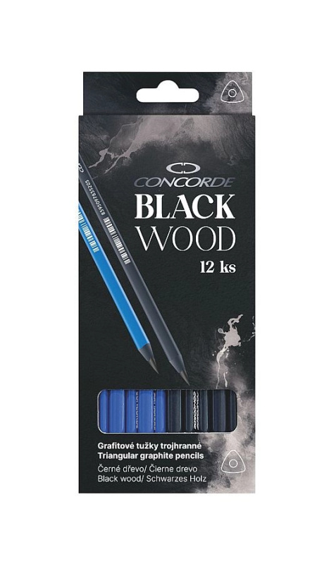 Grafitové tužky CONCORDE Black Wood HB, trojhranné, 12 ks