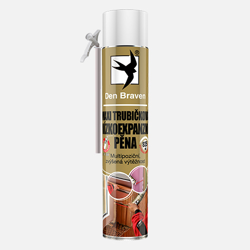 Den Braven Maxi trubičková nízkoexpanzní pěna Typ: trubičková, Barva: žlutá, Balení (ml): 825 ml