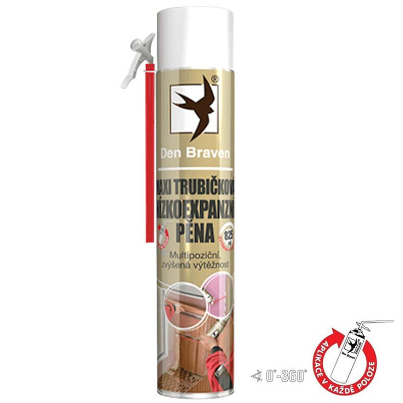 Den Braven Maxi trubičková nízkoexpanzní pěna Typ: trubičková, Barva: žlutá, Balení (ml): 825 ml