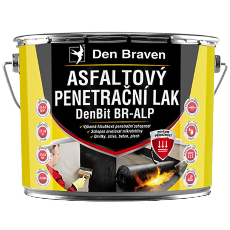 Den Braven Asfaltový penetrační lak DenBit BR – ALP Typ: kbelík, Barva: černá, v balení: 4,5 kg