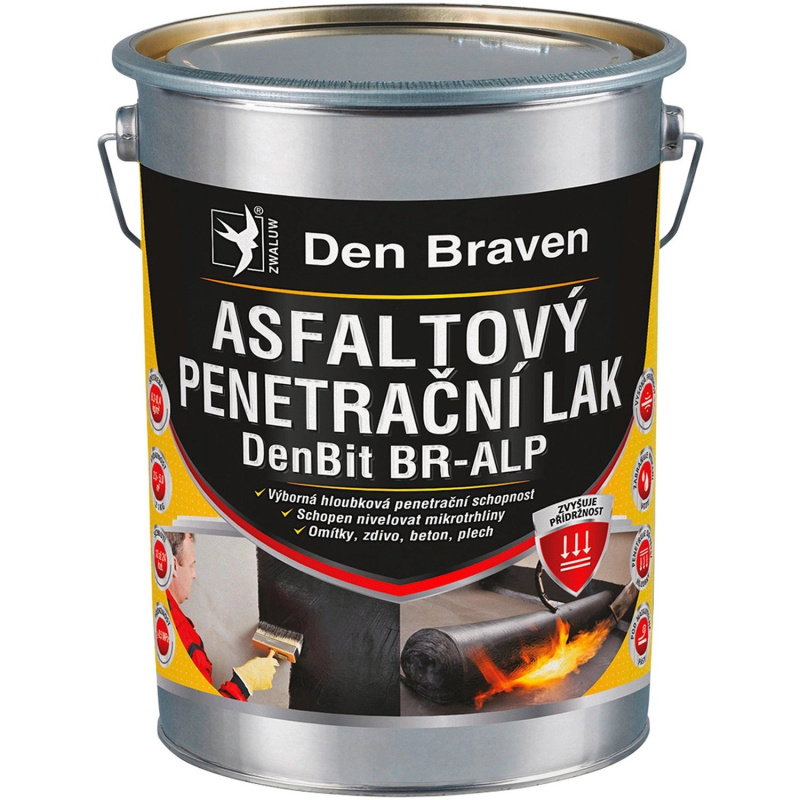Den Braven Asfaltový penetrační lak DenBit BR – ALP Typ: kbelík, Barva: černá, v balení: 4,5 kg