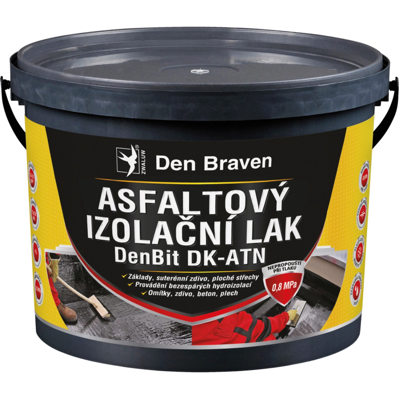 Den Braven Asfaltový izolační lak černý DenBit DK – ATN Typ: kbelík, Barva: černá, Balení: 9  kg