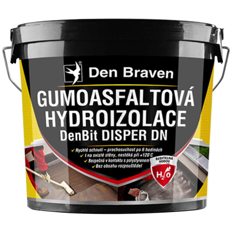 Den Braven Gumoasfaltová hydroizolace DenBit DISPER DN Typ: kbelík, Barva: černá, v balení: 10 kg