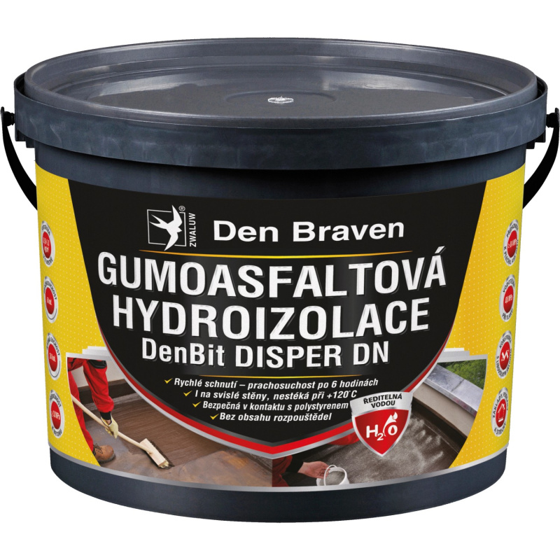 Den Braven Gumoasfaltová hydroizolace DenBit DISPER DN Typ: kbelík, Barva: černá, v balení: 10 kg