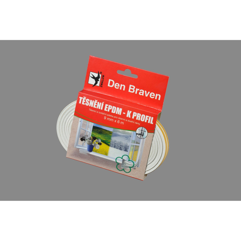 Den Braven Samolepící těsnění K-profil z EPDM pryže, bílá, 9 x 4 mm, 6 m