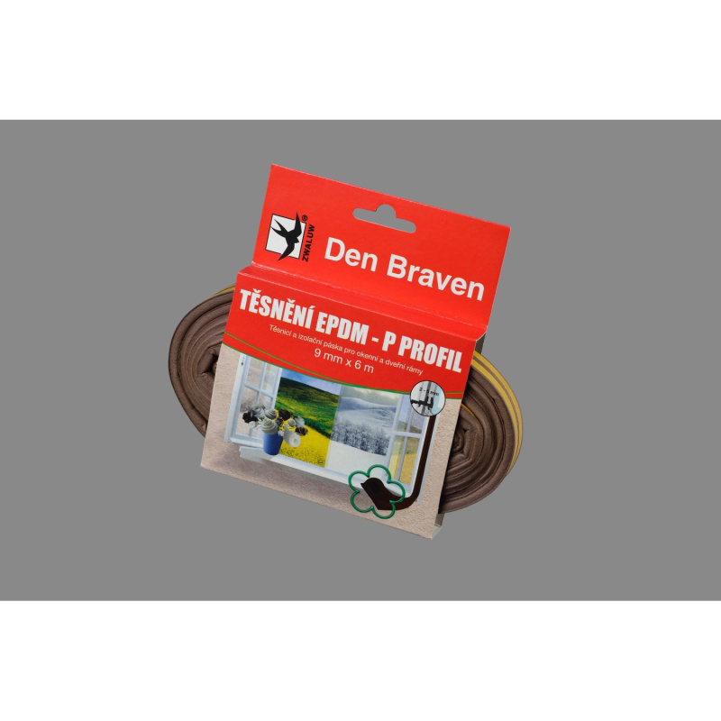 Den Braven Samolepící těsnění P-profil z EPDM pryže, hnědá, 9 x 5,5 mm, 6 m