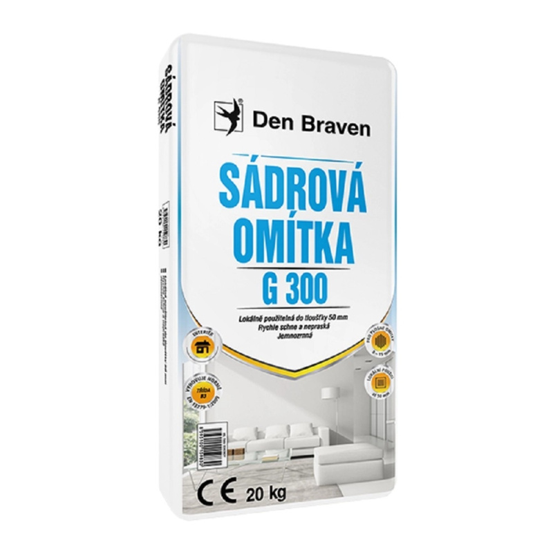 Den Braven Sádrová omítka bílá G300 Typ: pytel, Barva: bílá, Balení: 5  kg
