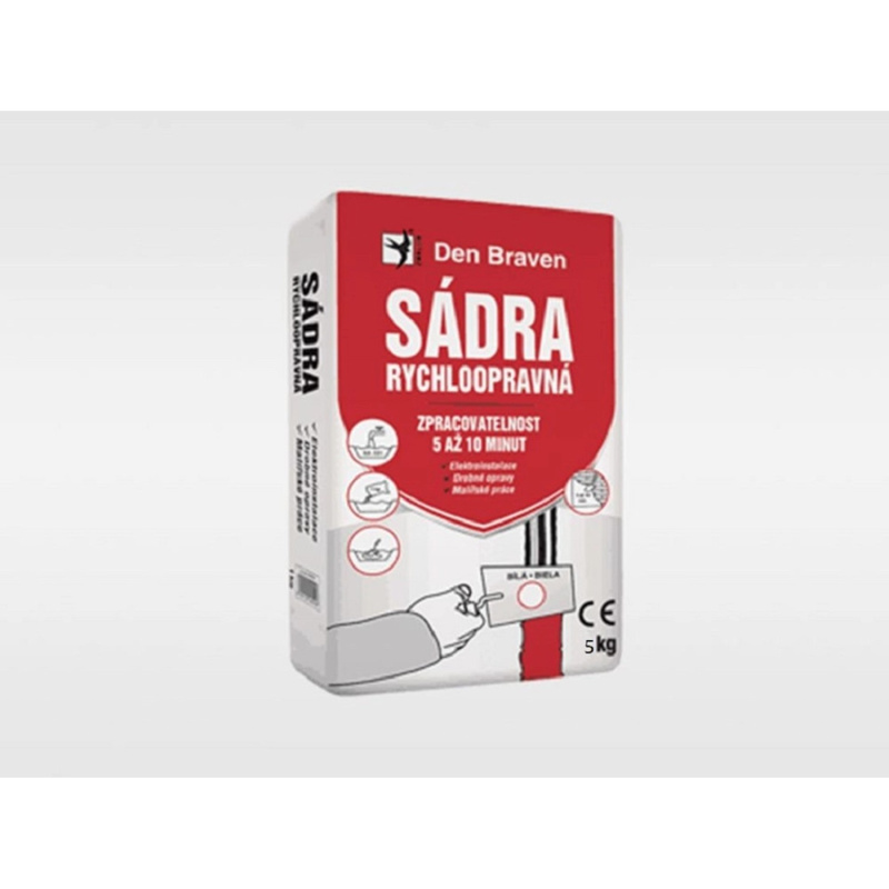 Den Braven Sádra rychloopravná bílá Typ: pytel, Barva: bílá, Balení: 5  kg