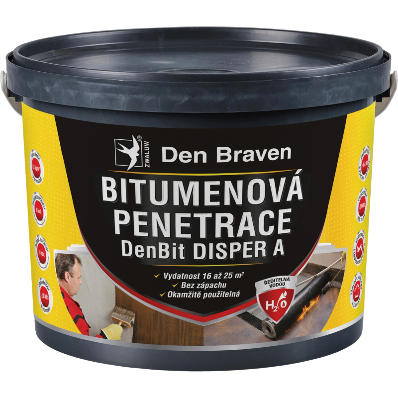 Den Braven Gumoasfaltová penetrace DenBit DISPER A Typ: kbelík, Barva: černá, v balení: 10 kg
