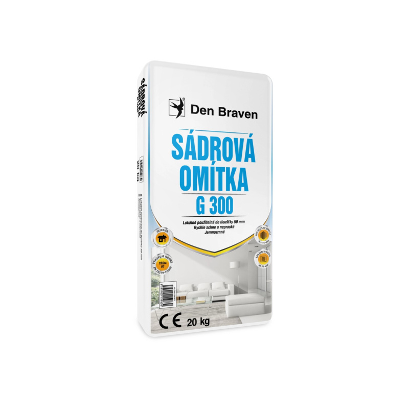 Den Braven Sádrová omítka bílá G300 Typ: pytel, Barva: bílá, Balení: 20 kg