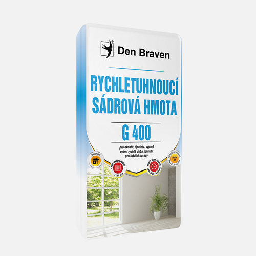 Den Braven Rychletuhnoucí sádrová hmota bílá G400 Typ: pytel, Barva: bílá, Balení: 20 kg