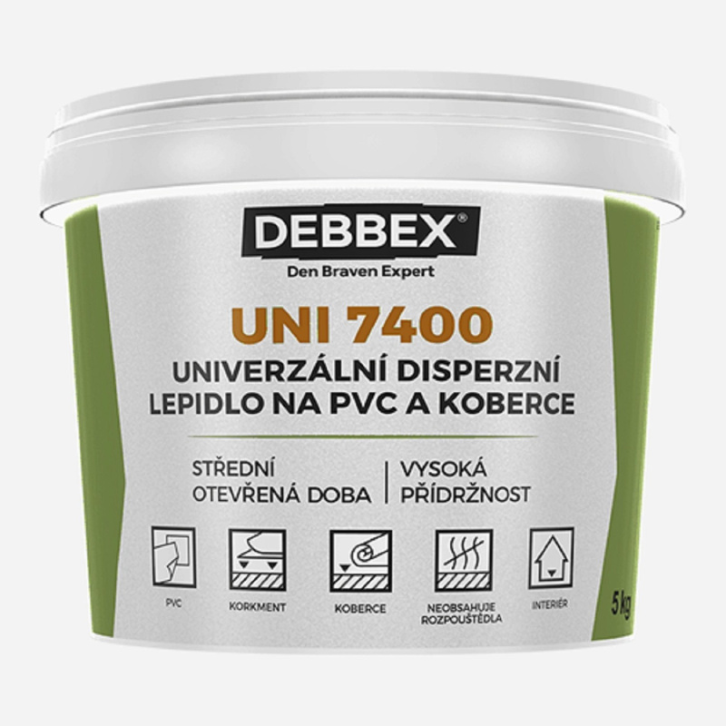 Den Braven Univerzální disperzní lepidlo na PVC a koberce UNI 7400 Typ: kbelík, Balení: 5  kg