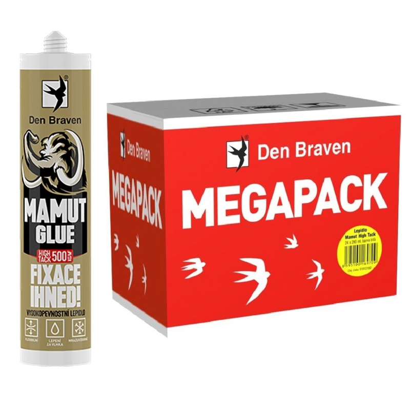 Den Braven Jednosložkové lepidlo MAMUT GLUE High Tack bílé Megapack 24 x 290 ml