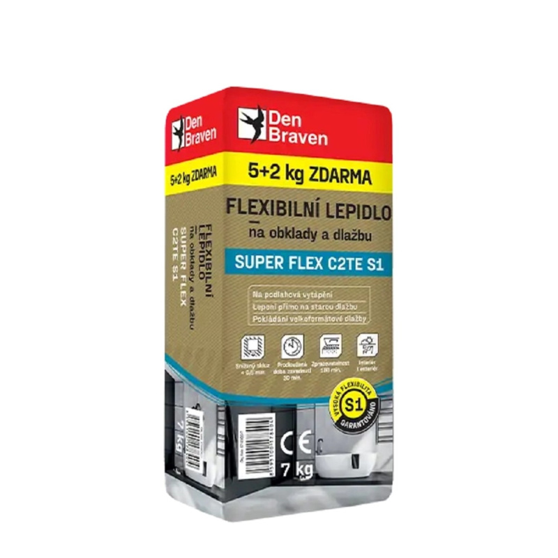 Den Braven Flexibilní lepidlo na obklady a dlažbu SUPER FLEX C2TE S1, 7 kg